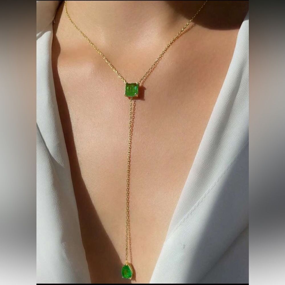 Elegant y shape Green Necklace N1038